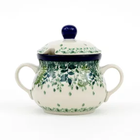 Cukiernica ceramiczna z uchwytami 035 h-9,5cm <br> 2206X Zielone paprocie